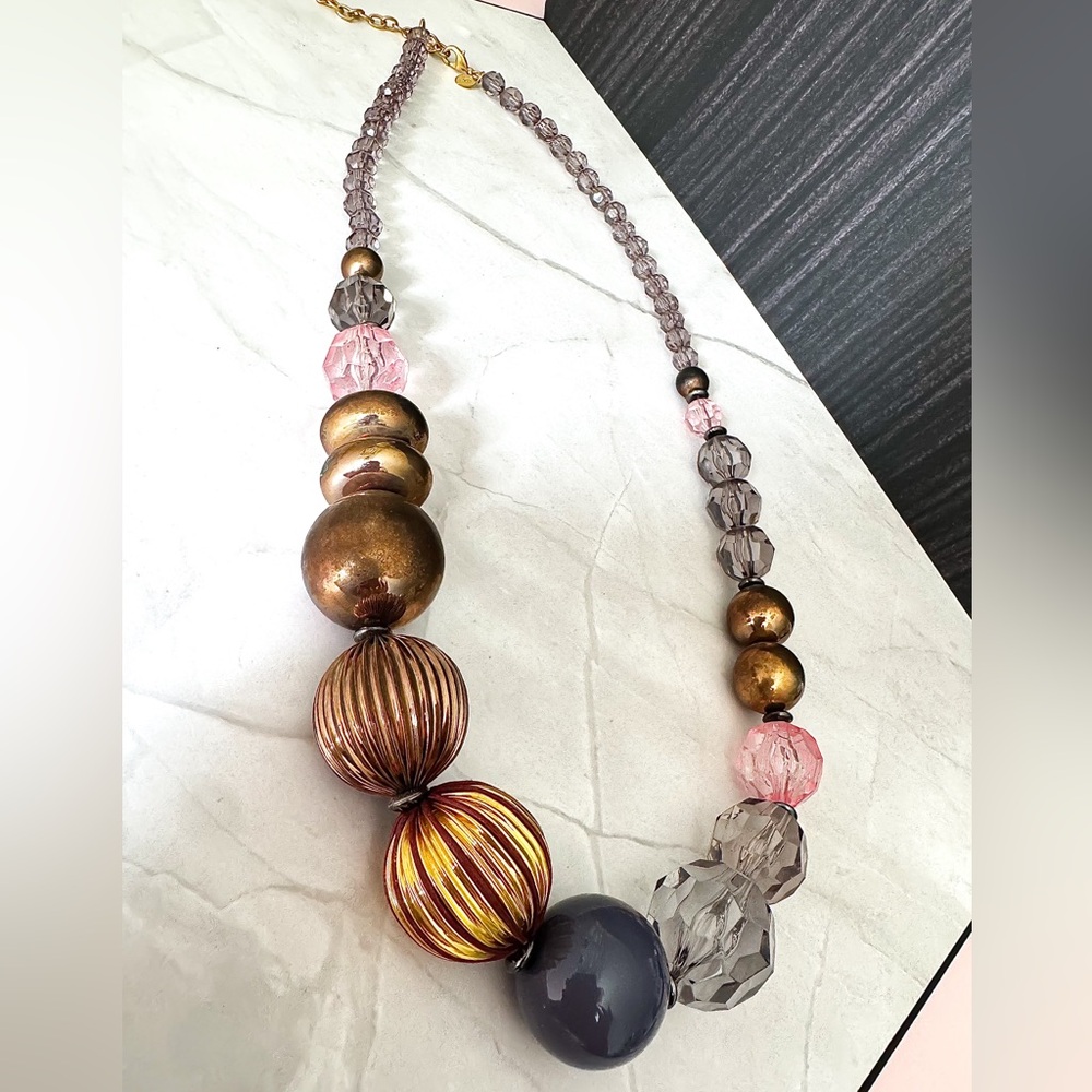 Joan Rivers Large Bead Statement Long Necklace Vintage 90s